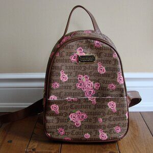 Juicy Couture Backpack Purse Bag RARE Pink Bloom Tan Brown Rose Floral